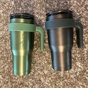 Reduce HOT1 Thermal Coffee Mugs with Lids Set of 2 Green 24oz   Black/Gray 20oz